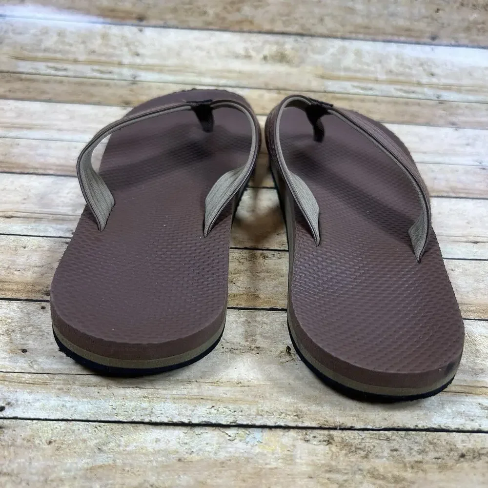 Boys Size 3 Casual Flip Flop Sandals Squishy Faux Leather Brown
